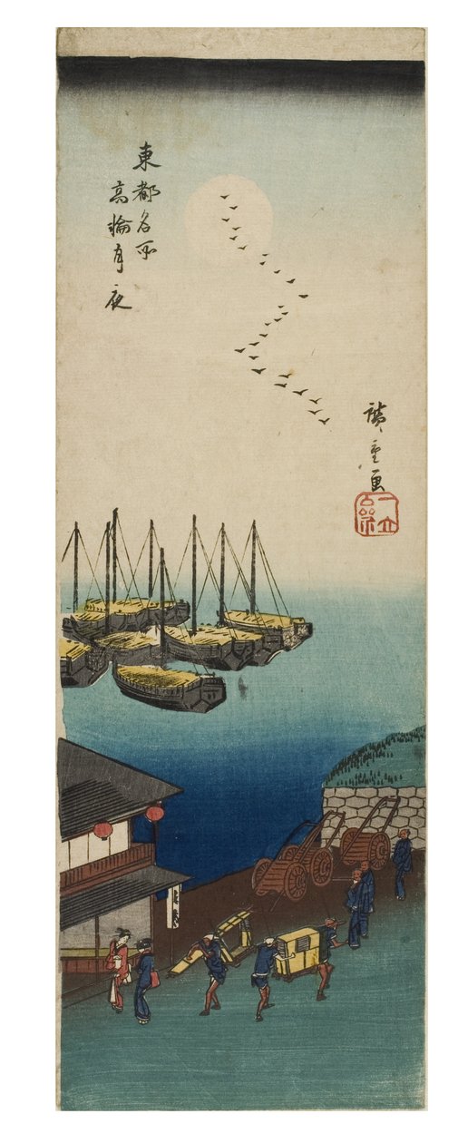 Mondscheinabend in Takanawa aus der Serie Berühmte Ansichten der östlichen Hauptstadt, um 1837-1838 von Ando or Utagawa Hiroshige