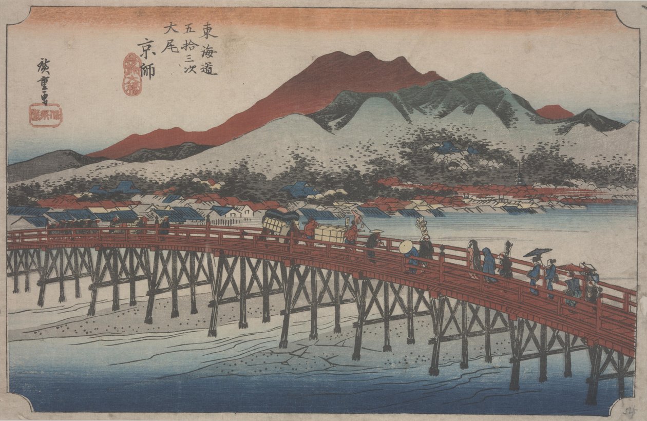 Die Große Sanjo-Brücke, 1834 von Ando or Utagawa Hiroshige
