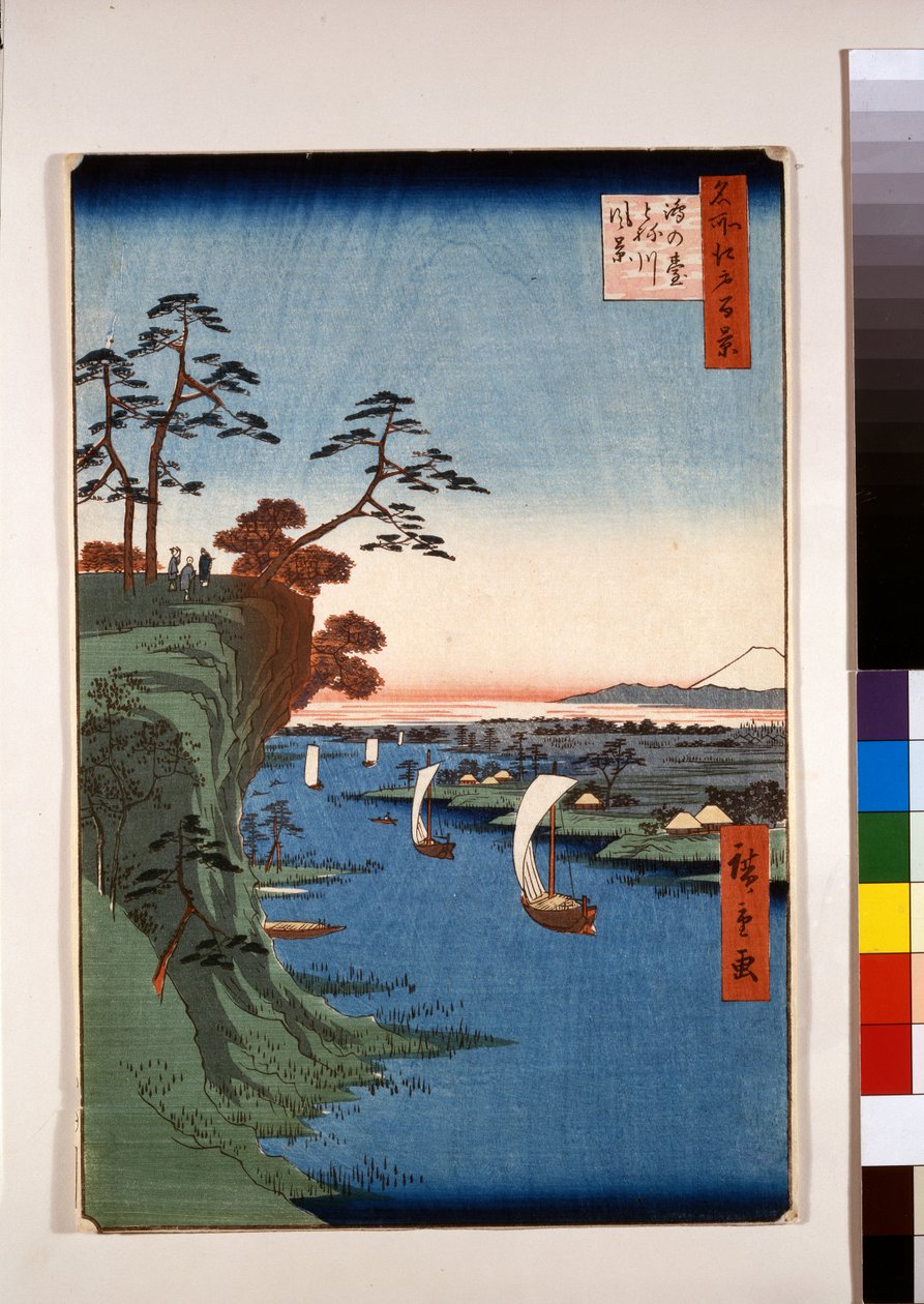 Blick auf Konodai und den Tone-Fluss von Ando or Utagawa Hiroshige