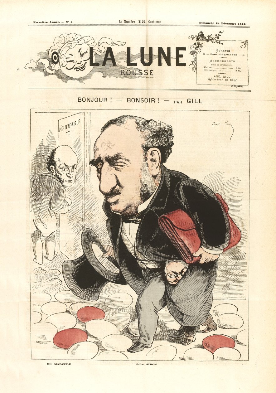 André Gill - Bonjour ! Bonsoir ! - Der rote Mond (24. Dezember 1876) von Andre Gill