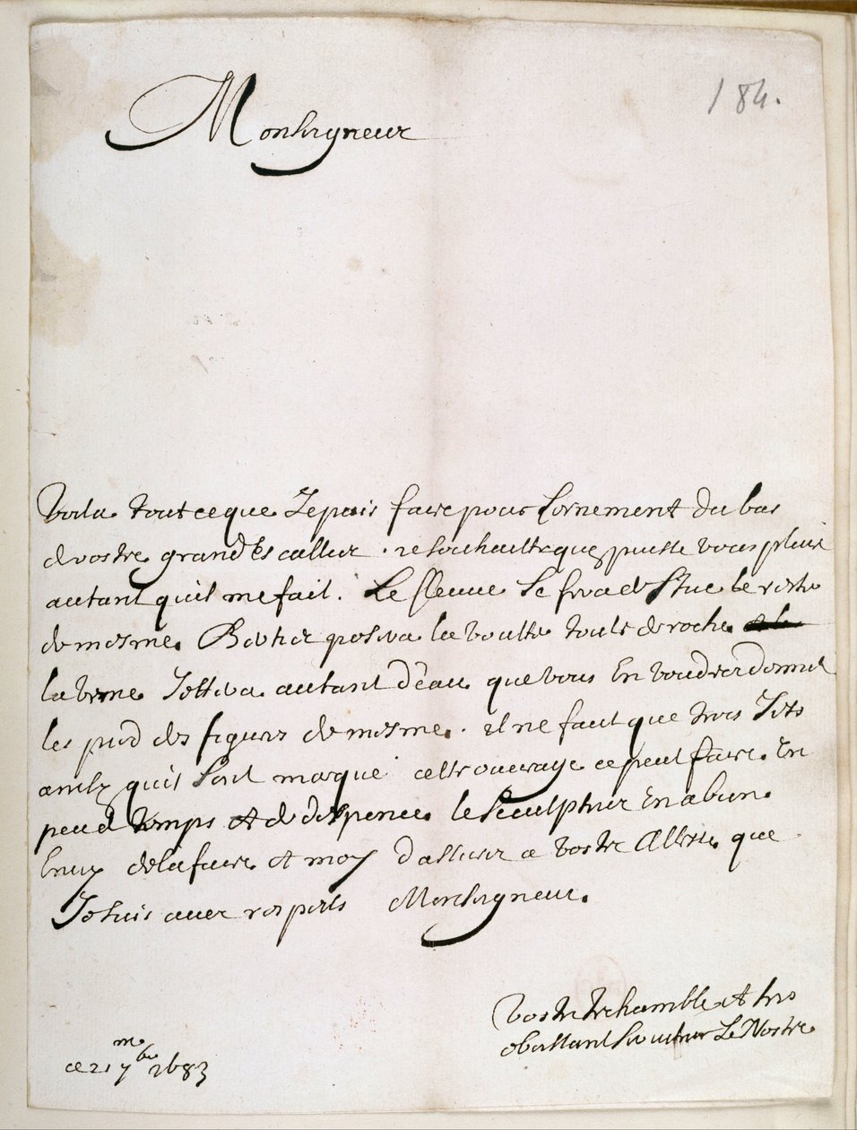 Brief von Le Nôtre an den Großen Condé von Andre Le Notre