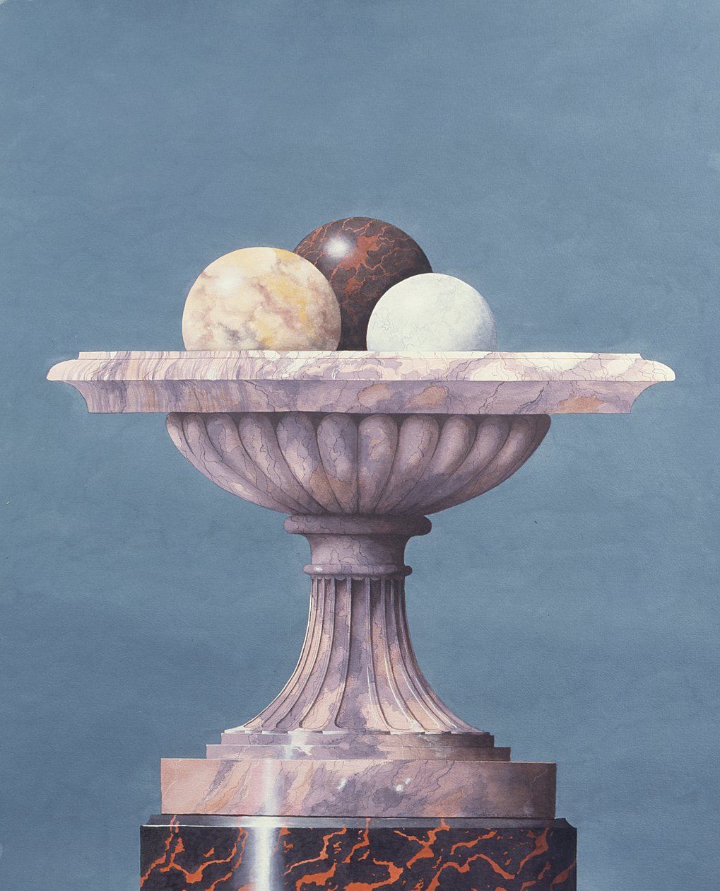 Marmorvase, weiße, schwarze und gelbe Marmorkugeln von Andras Kaldor