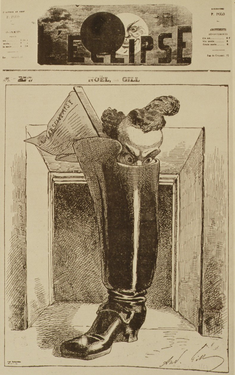 Noël, Die Marseillaise in einem Stiefel, Titelillustration aus der Zeitschrift 