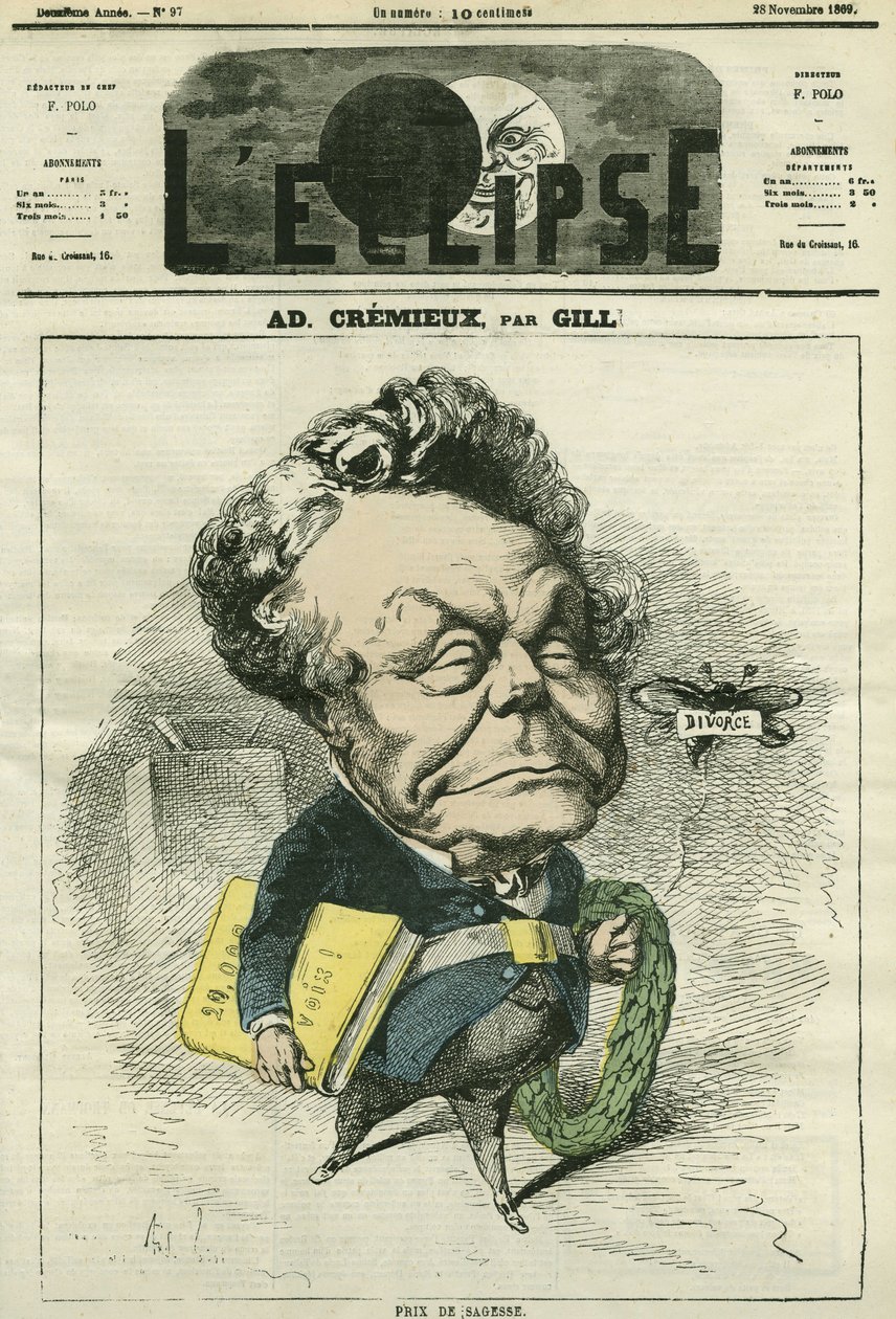 Adolphe Cremieux (1796-1880), Anwalt, Politiker und Präsident der Israelischen Universalallianz. Titelblatt in „L