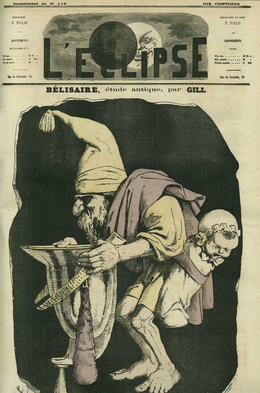 Belisaire bettelt und sagt „es ist für das Kind“. Titelbild in „L