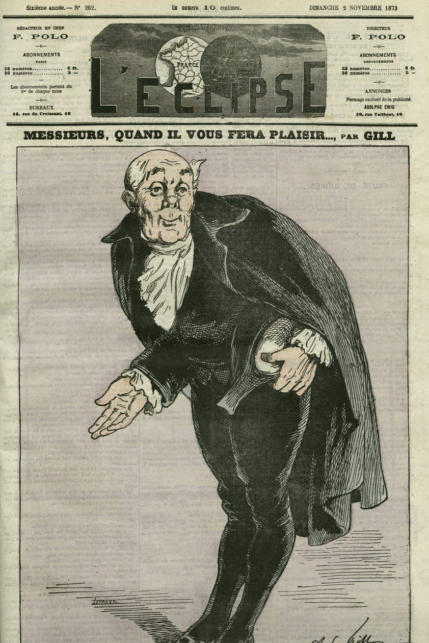 Karikatur „Meine Herren, wann es Ihnen gefällt...“ Titelblatt in „L