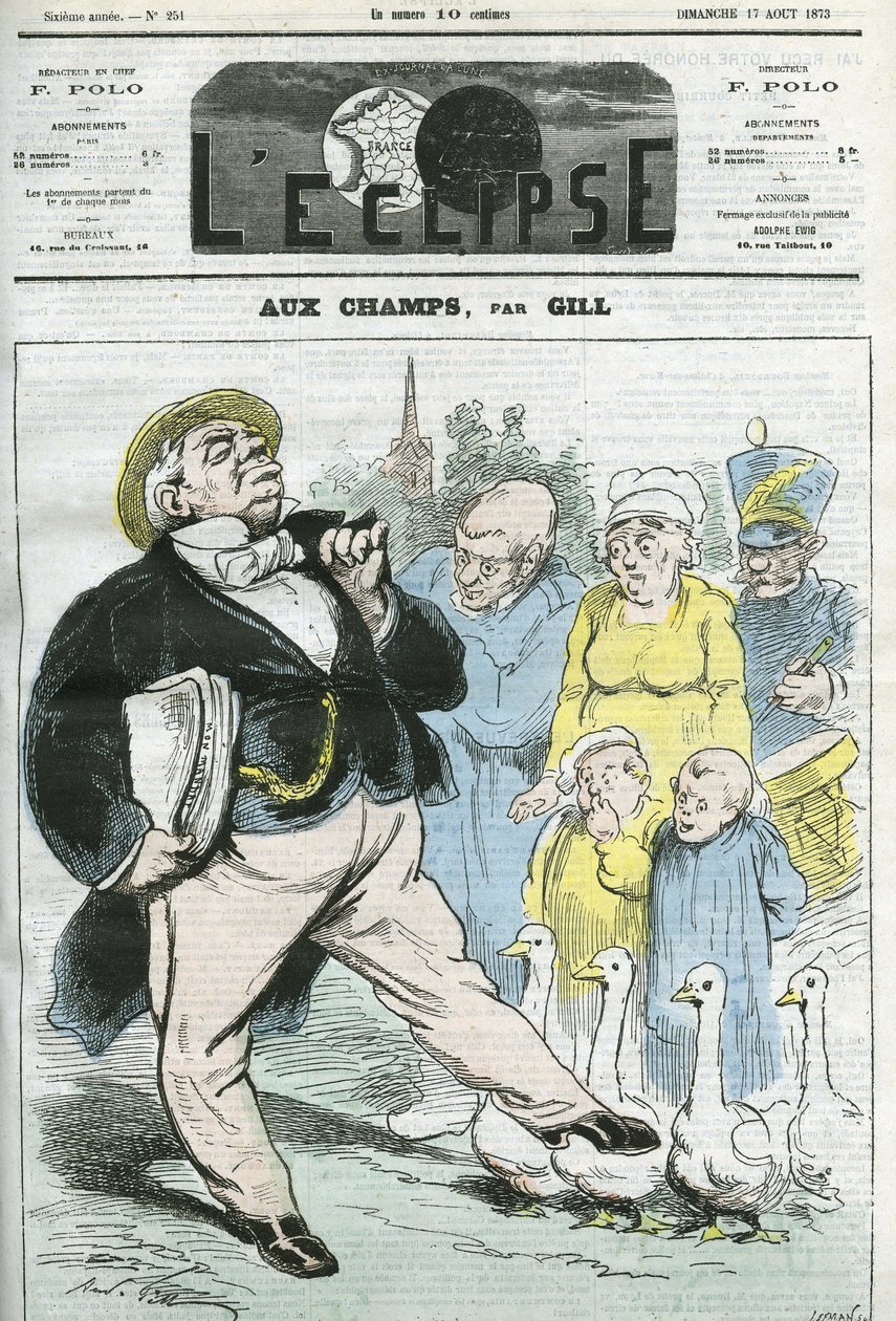 Karikatur „Aux Champs“. Titelblatt in „L