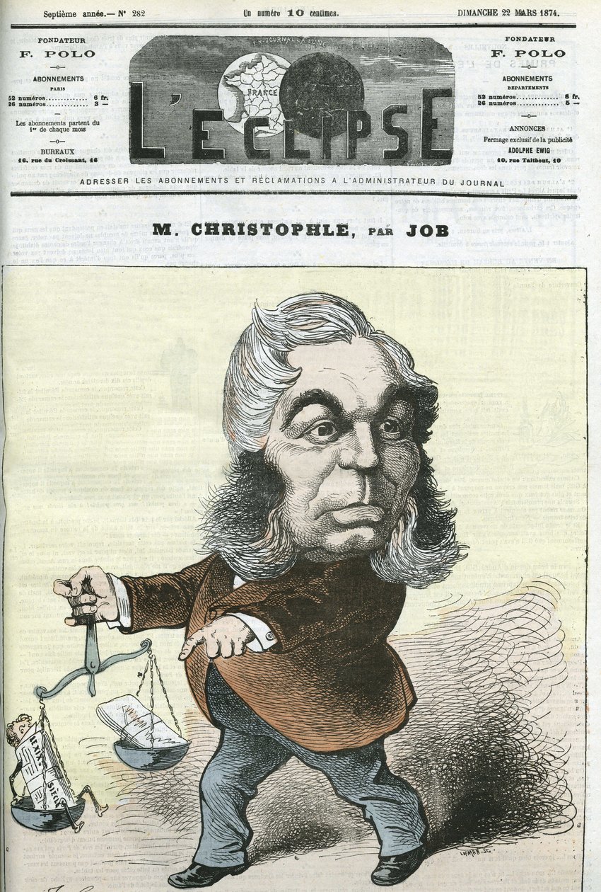 Karikatur von Albert Christophle, französischer Politiker. Titelblatt in "L