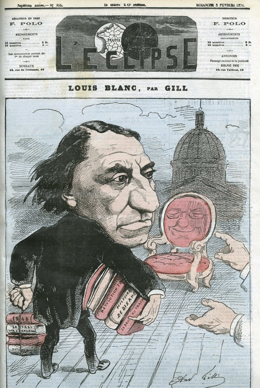 Karikatur von Louis Blanc (1811-1882), französischer Politiker und Historiker. Titelblatt in "L