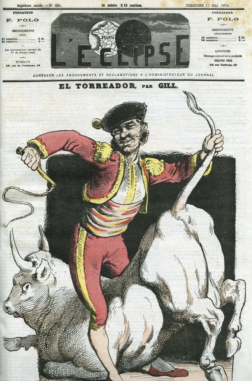 Karikatur eines Toreros. Titelblatt in „L