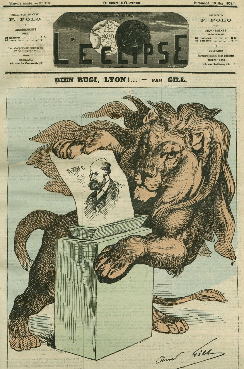 Guter Rugi, Lyon! , Karikatur zur Wahl von Arthur Ranc (1831-1908), Abgeordneter des Rhone von Andre Gill