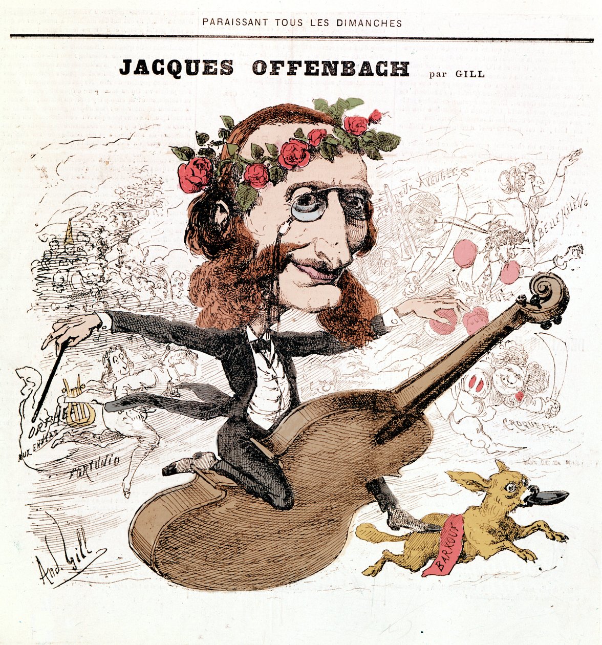Jacques Offenbach (1819 - 1880), Karikatur von Gill von Andre Gill