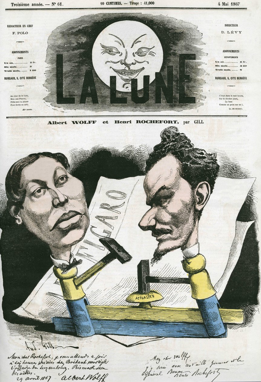 Porträt von Albert Wolff und Henri Rochefort (1831-1913), französischer Journalist und Politiker von Andre Gill