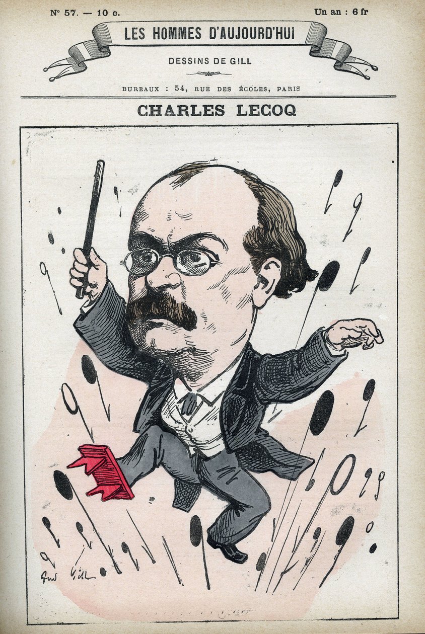 Porträt von Alexandre Charles Lecocq (1832-1918), französischer Komponist. Karikatur von Gill, Paris von Andre Gill