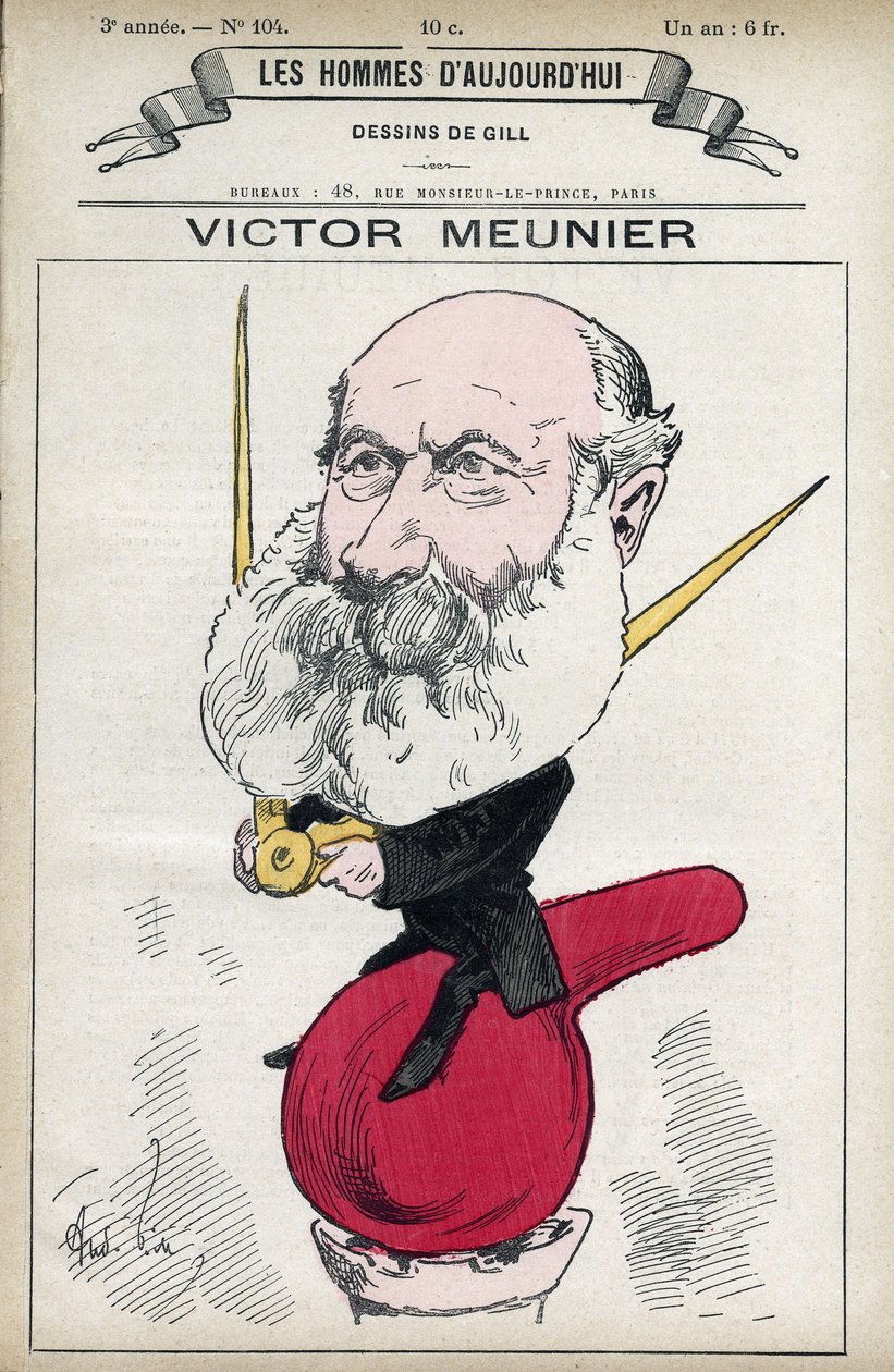 Porträt von Amedee-Victor Meunier (1817-1894), wissenschaftlicher Journalist, er arbeitete an der Popularisierung der Wissenschaft. Karikatur von Gill, Paris. von Andre Gill
