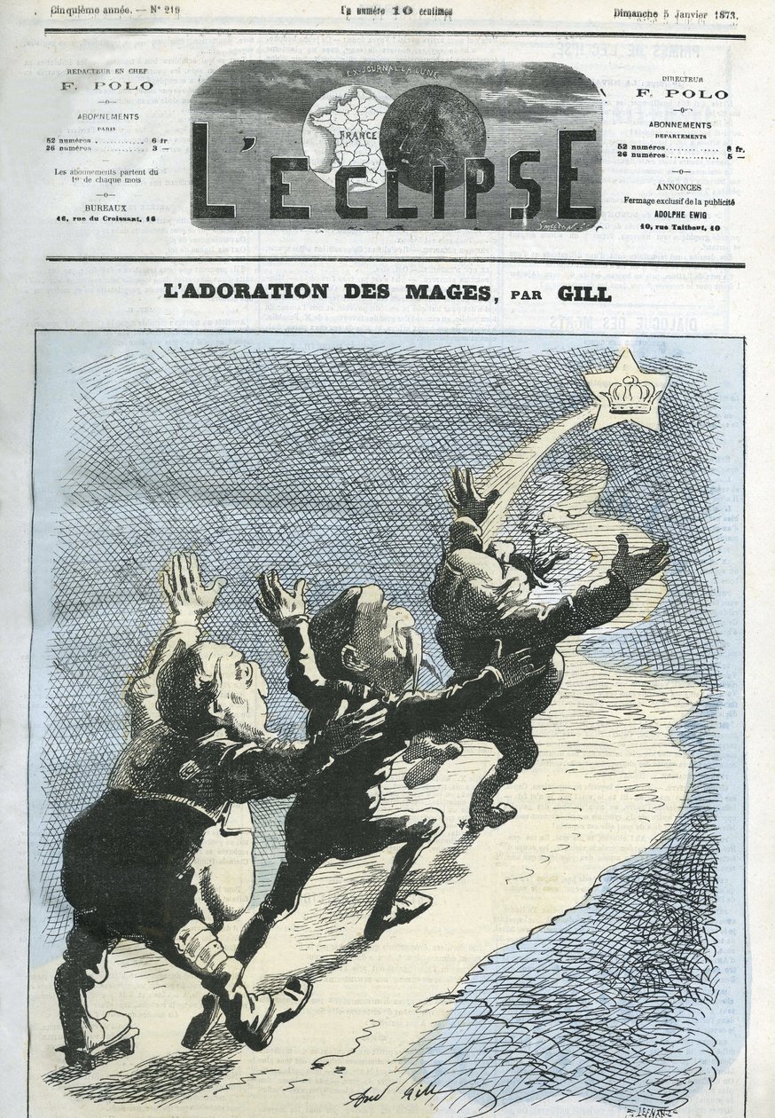 Die Anbetung der Heiligen Drei Könige, der Herzog von Broglie (1821-1901), Präsident Mac-Mahon (1808-1893), Henri d