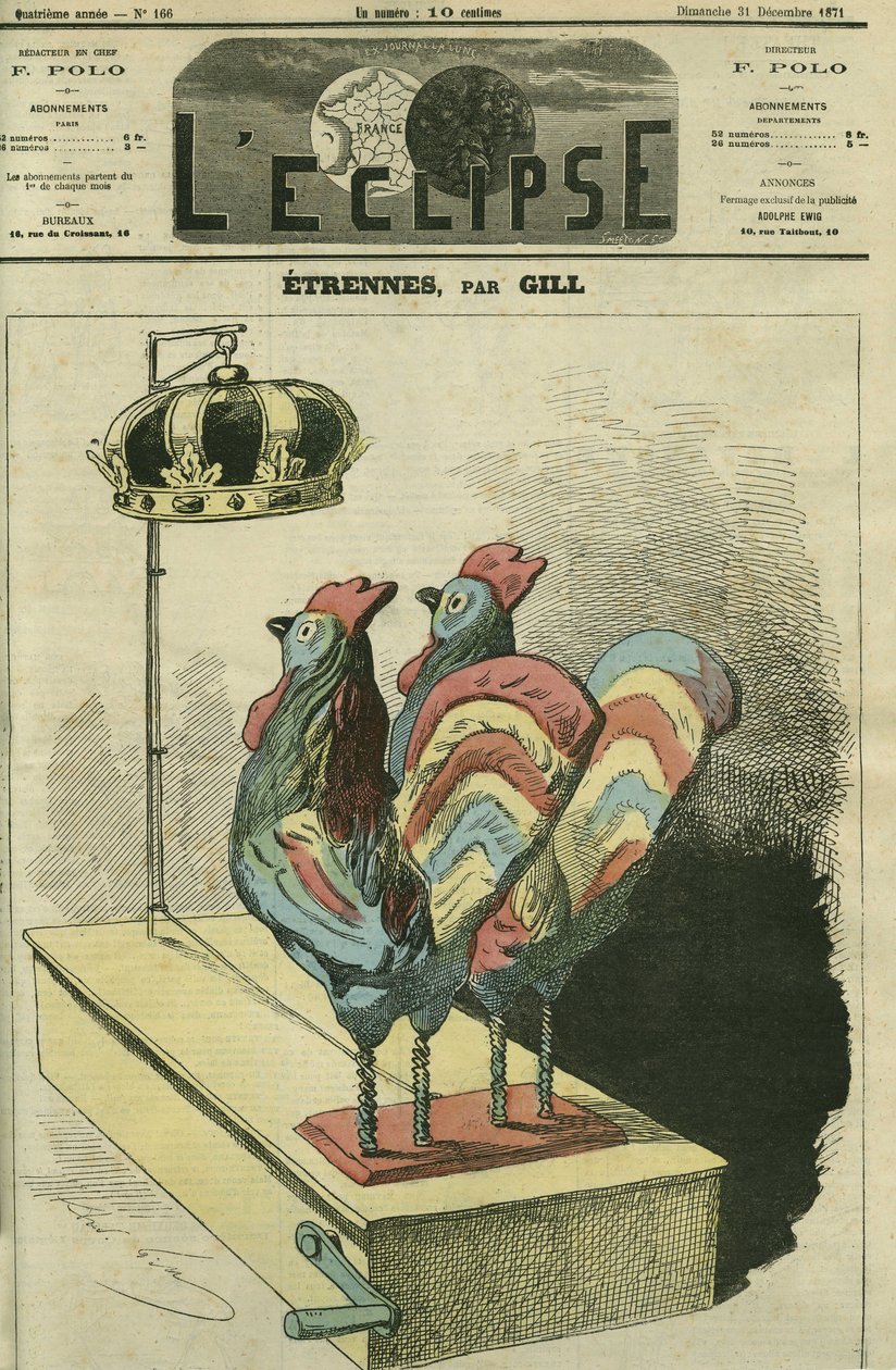 Die zwei Hähne sind Kronen. Titelblatt in "L