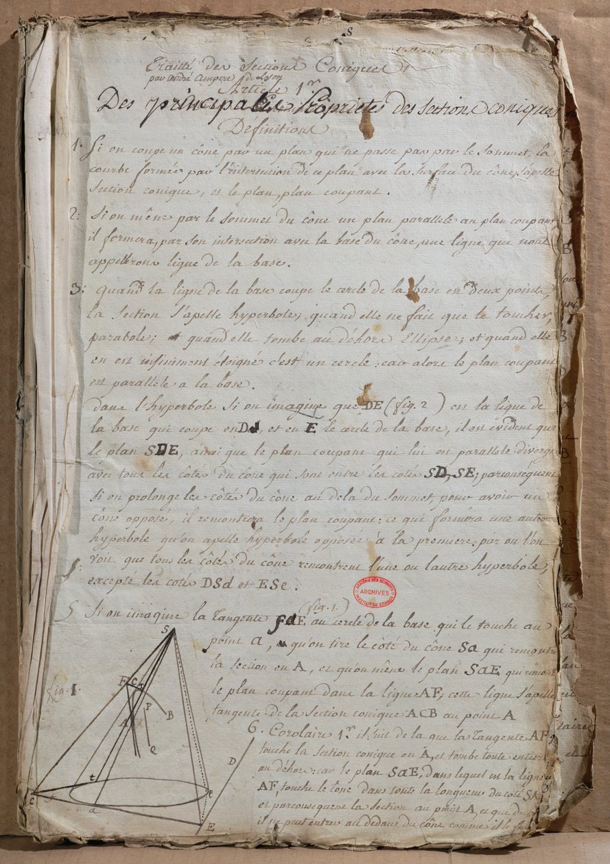 Ms 198 Seite aus Traité des Sections Coniques, 1788 von Andre Marie Ampere