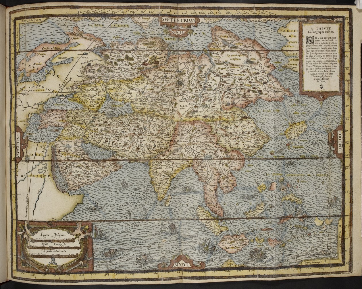Karte von Asien, La Cosmographie Universelle d