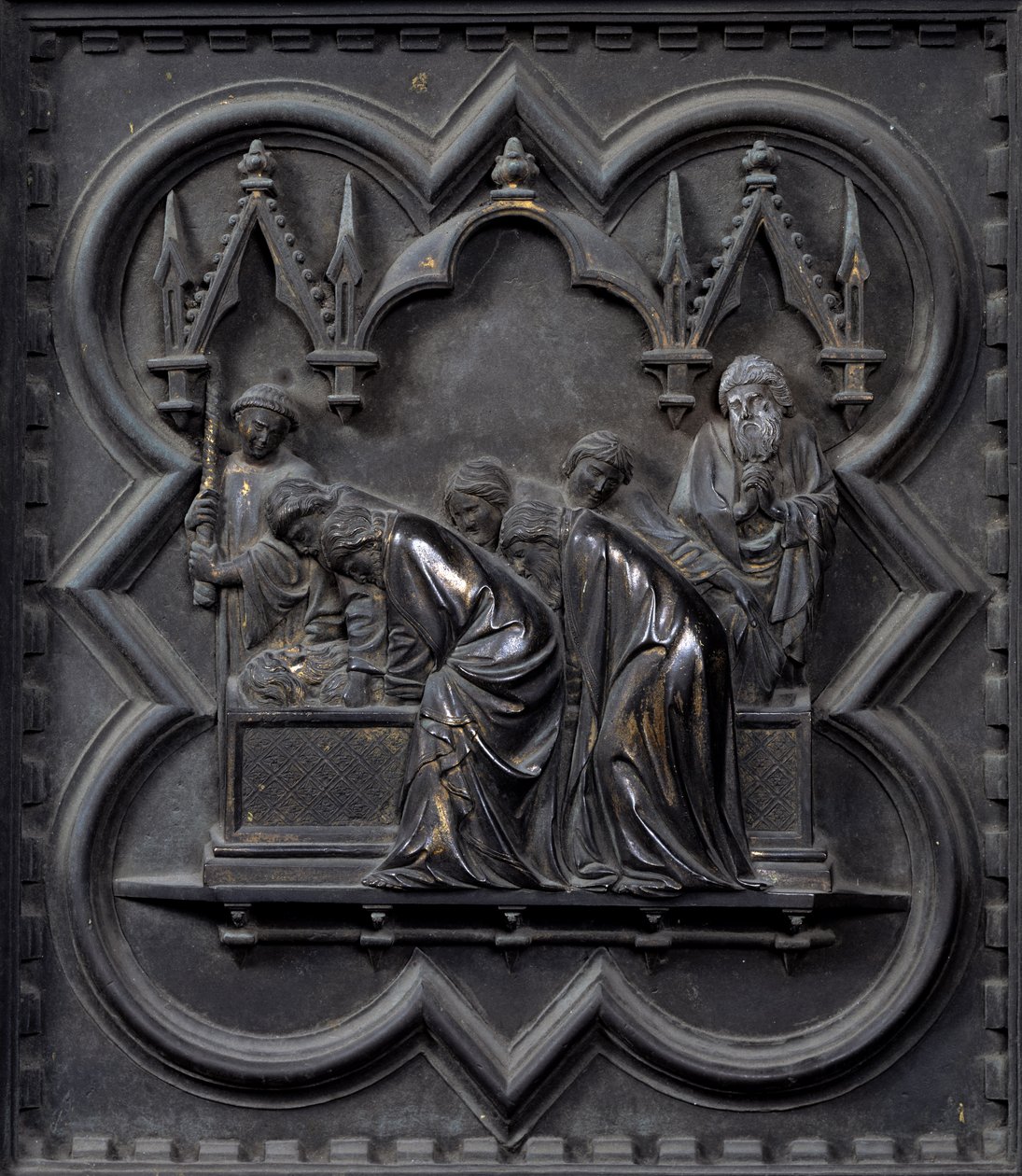 Das Begräbnis von Johannes dem Täufer, zwanzigstes Panel der Südtüren des Baptisteriums von San Giovanni von Andrea Pisano