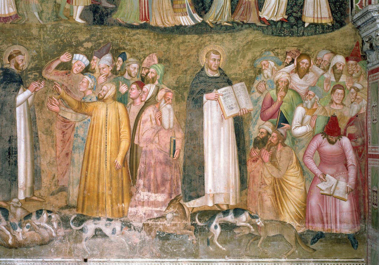Die Kirche Militante und Triumphierende, Detail von SS. Thomas und Peter, die die Ketzer widerlegen, aus der Spanischen Kapelle, ca. 1369 (Detail) von Andrea di Bonaiuto