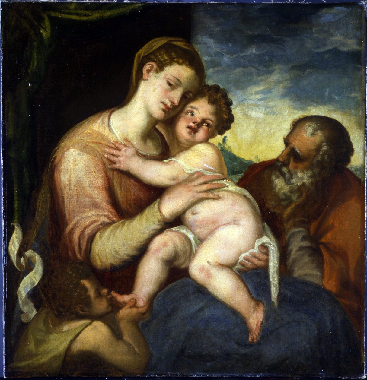 Die Heilige Familie mit Johannes dem Täufer von Andrea Schiavone