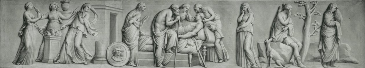 Ein Grisaille-Panel, das die Szene des Todes von Meleager darstellt von Andrea Casali