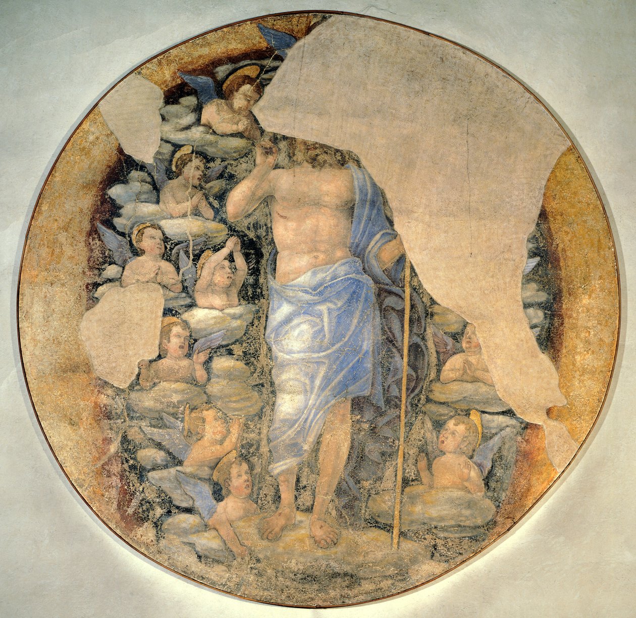 Christus, der in Herrlichkeit von Engeln umgeben in den Himmel aufsteigt, um 1488 von Andrea Mantegna