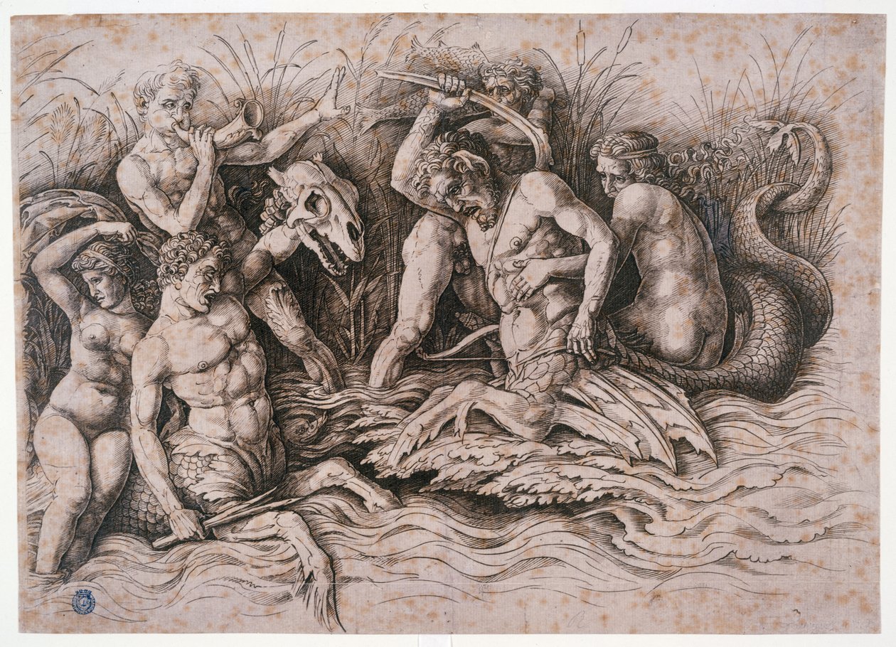 Kampf zweier Tritonen von Andrea Mantegna