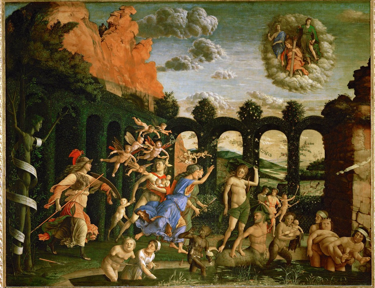Minerva, Weisheit, vertreibt die Laster aus dem Garten der Tugend von Andrea Mantegna