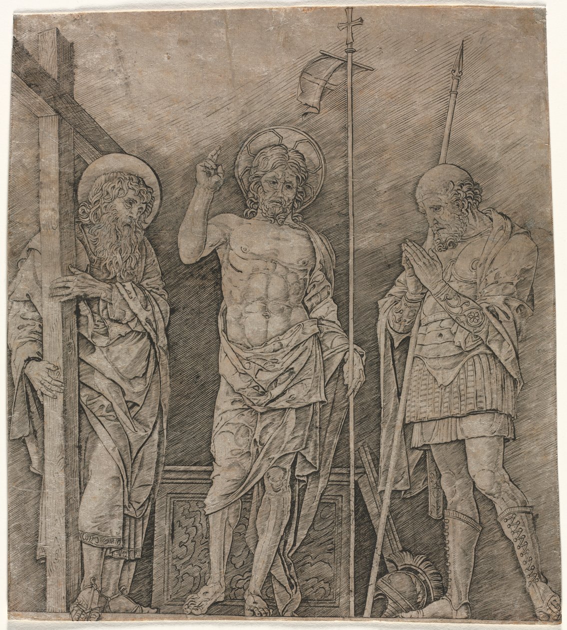 Der auferstandene Christus zwischen St. Andreas und Longinus von Andrea Mantegna