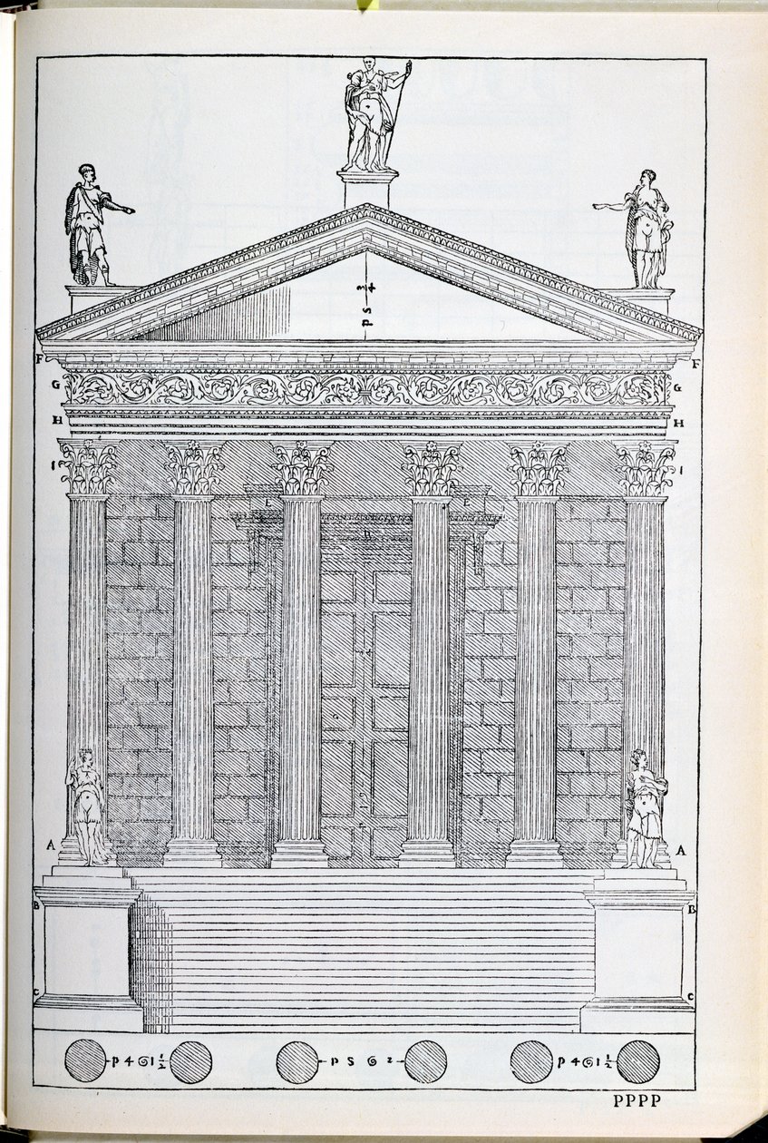 Aufriss des Tempels von Nimes, Illustration aus einer Faksimileausgabe von 