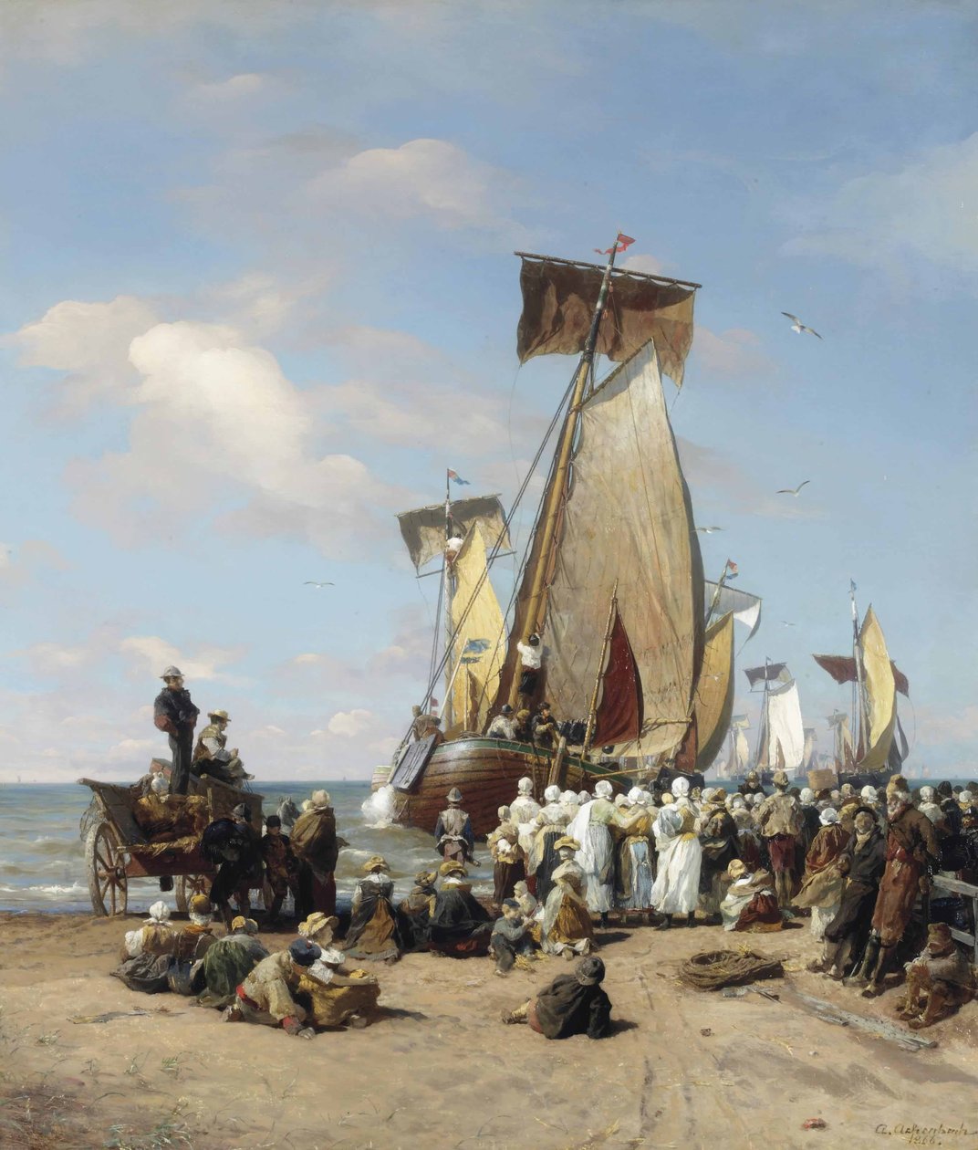 Ausfahrt der Heringsflotte von Andreas Achenbach