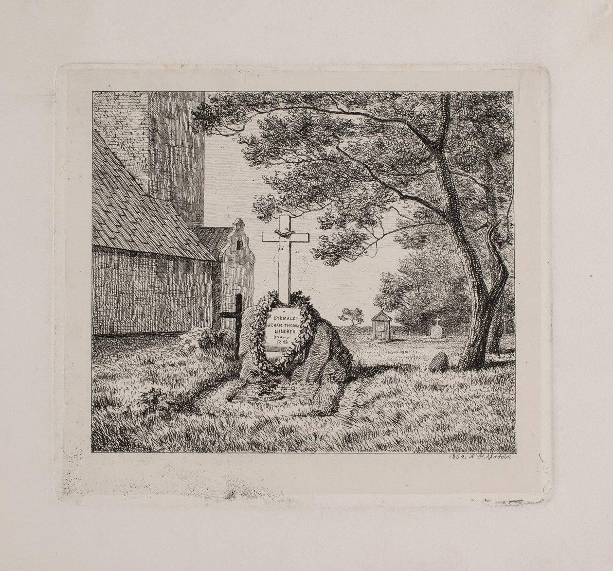 Lundbyes Grab auf dem Friedhof von Bedsted in Südjütland von Andreas Peter Madsen