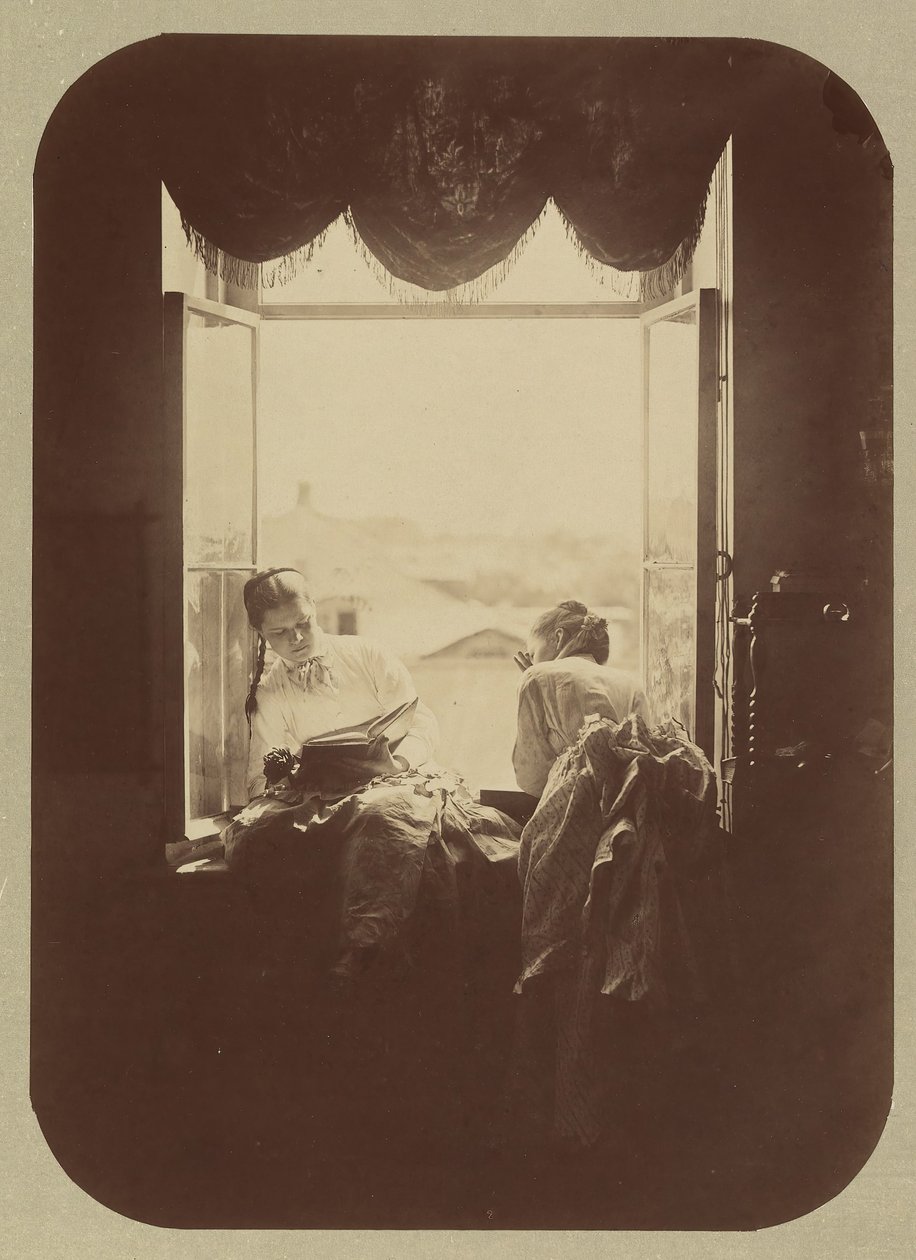 [Zwei junge Frauen am Fenster], ca. 1870 von Andrei Osipovich Karelin