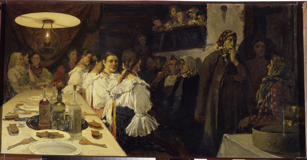 Warten auf die Rückkehr des Brautpaares von der Kirche in der Provinz Nowgorod von Andrei Petrovich Ryabushkin