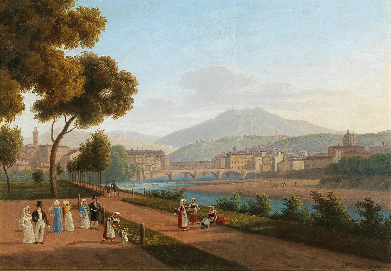 Florenz, Ansicht der Ponte Vecchio, 1826 von Andrei Yefimovich Martynov