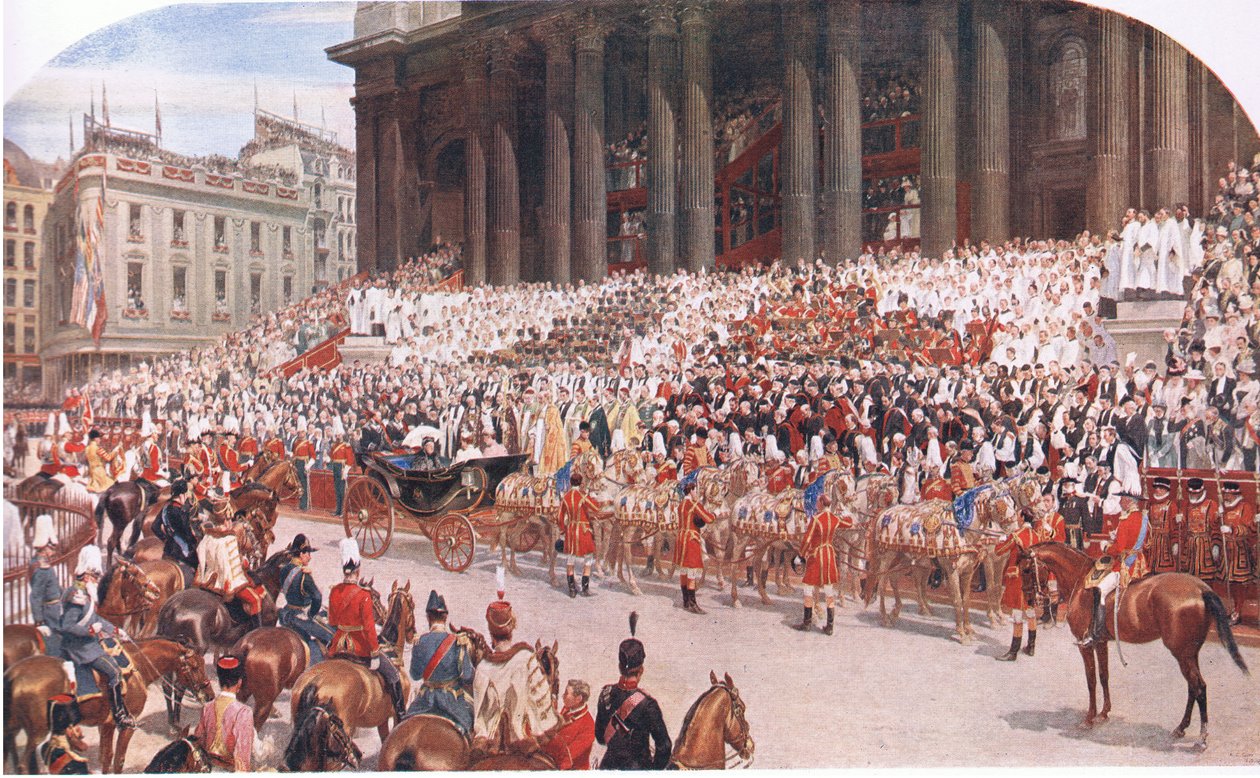 St. Pauls Kathedrale: Königin Victorias Diamantjubiläum am 22. Juni 1897, aus Cassells Geschichte des britischen Volkes, veröffentlicht von der Waverley Book Company Limited, ca. 1940 von Andrew Carrick Gow