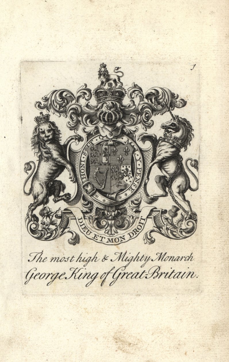 Wappen und Wappenschild des hoch und mächtigsten Monarchen König Georg I. von Großbritannien von Andrew Johnston
