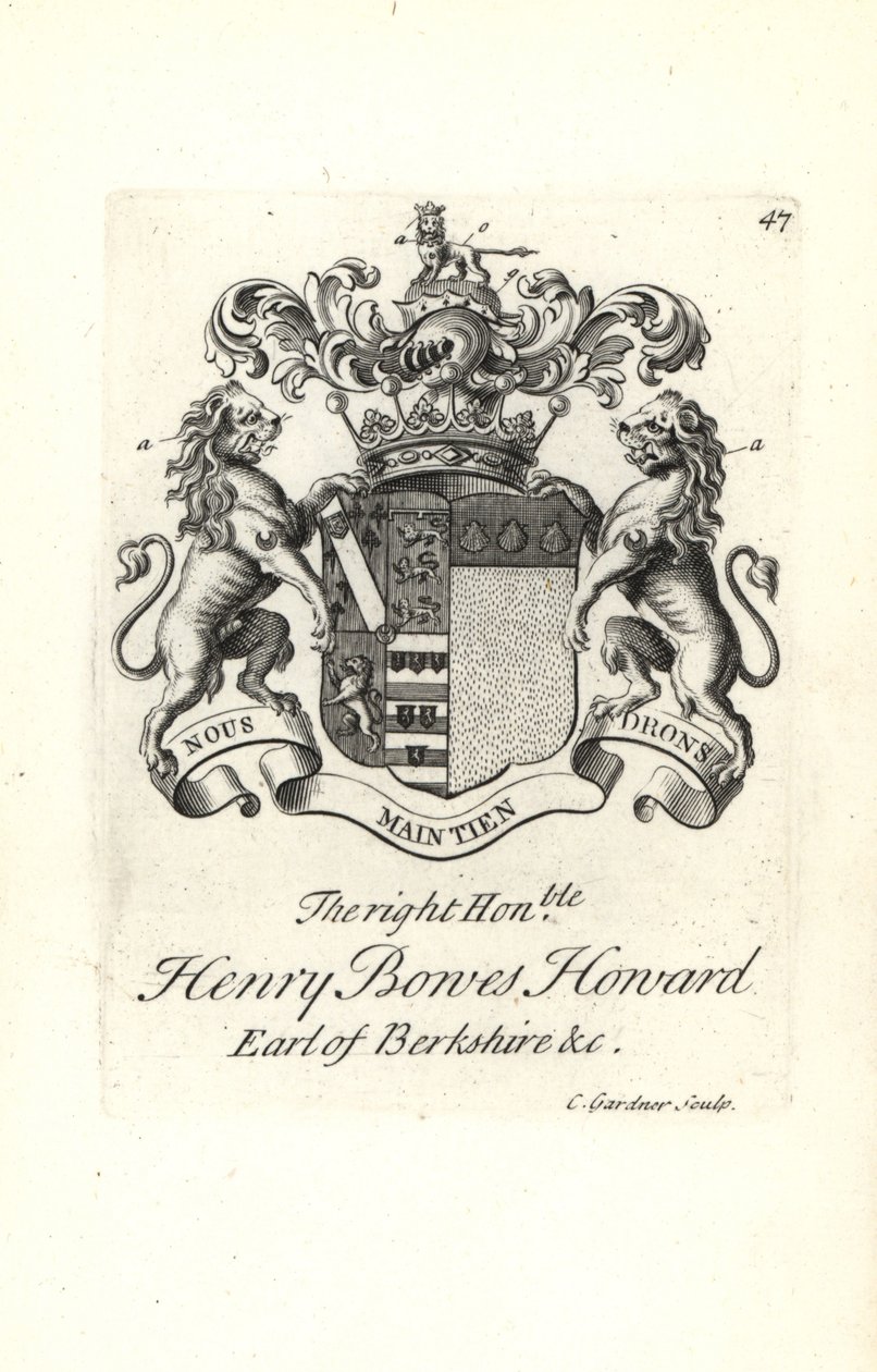 Wappen und Wappenschild des hochadligen Henry Bowes Howard von Andrew Johnston