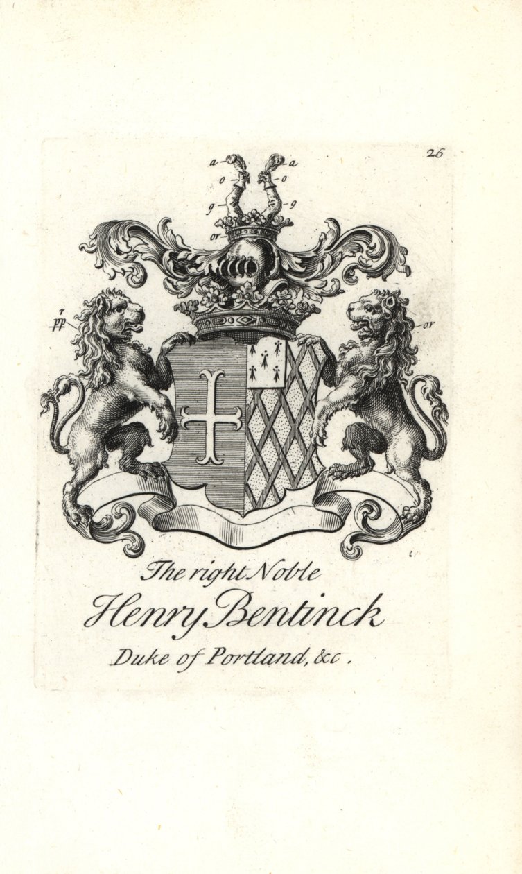 Wappen und Wappenschild des hochadligen Henry Bentinck von Andrew Johnston