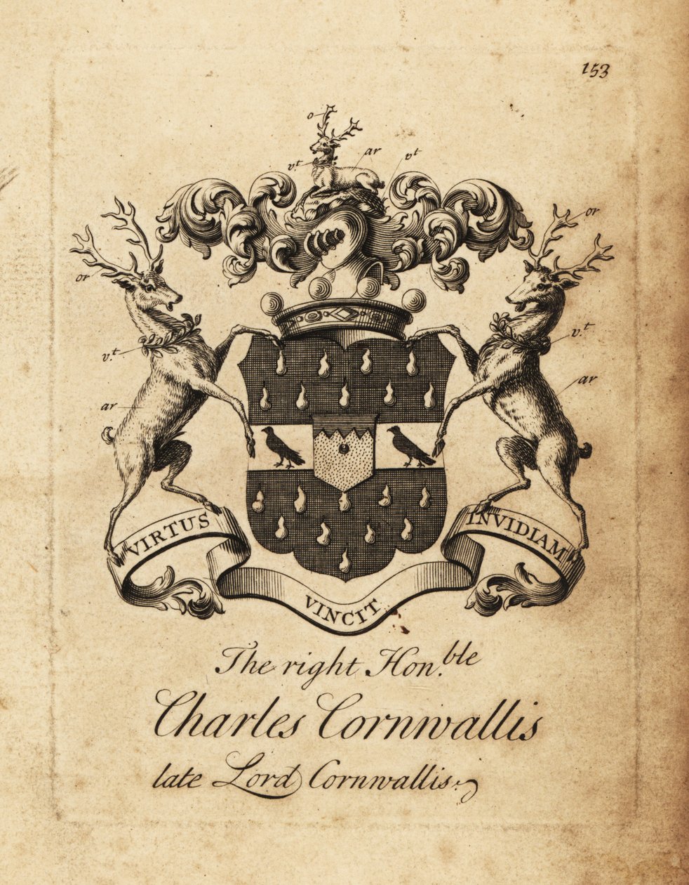 Wappen des Hochwohlgeborenen Charles Cornwallis, Lord Cornwallis, 4 ...