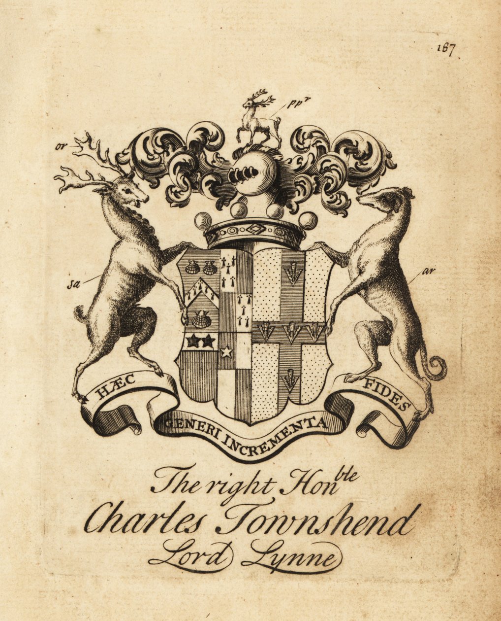 Wappen des hochwürdigen Charles Townshend, Lord Lynne, 3. Viscount Townshend von Andrew Johnston