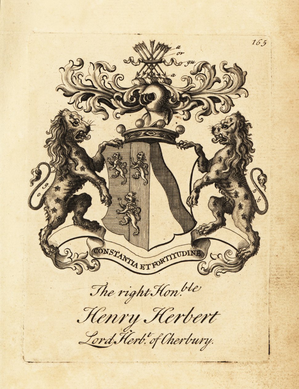 Wappen des hochverehrten Henry Herbert, Lord Herbert von Cherbury, Baron Herbert von Cherbury (oder Chirbury) von Andrew Johnston