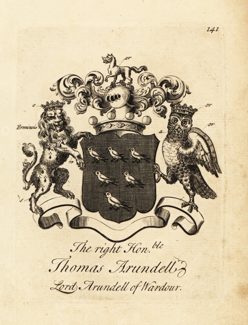 Wappen des Hochwohlgeborenen Thomas Arundell, Lord Arundell of Wardour, 7. Baron Arundell of Wardour von Andrew Johnston
