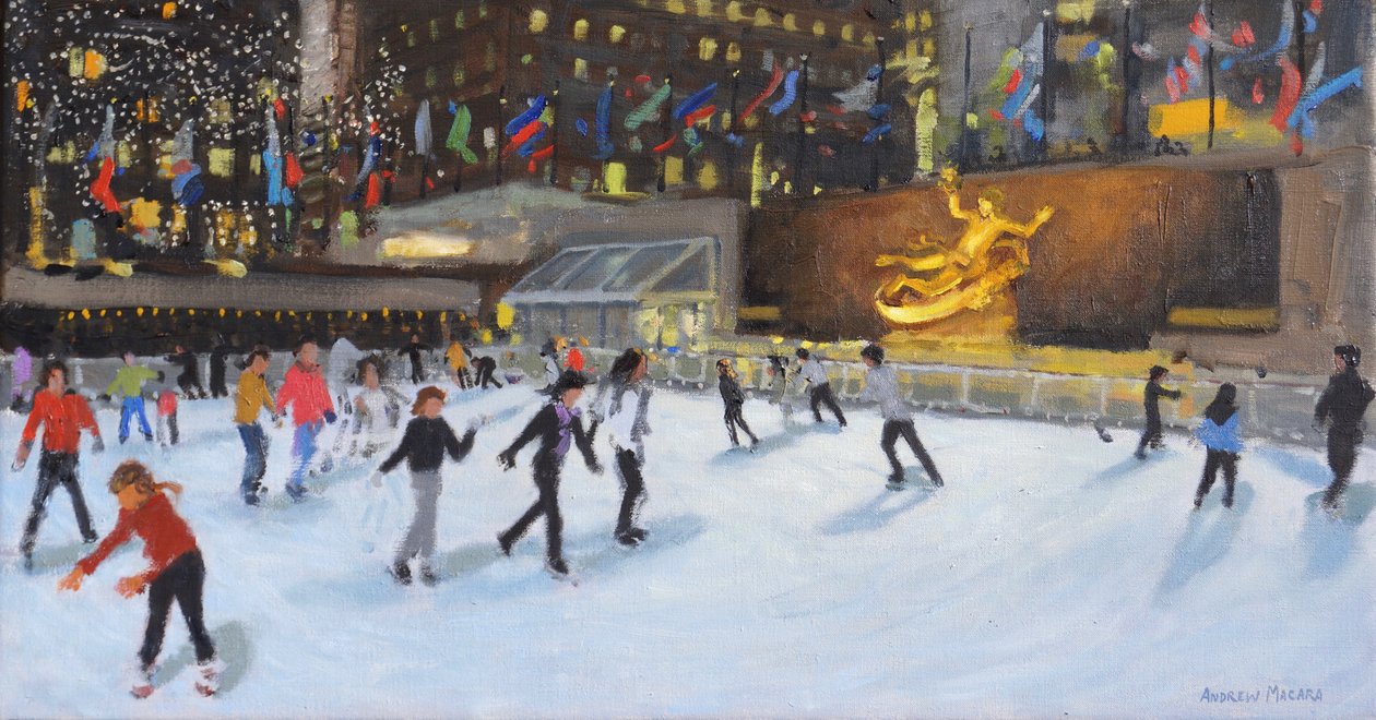 Abend, Rockefeller-Eisbahn, New York von Andrew Macara