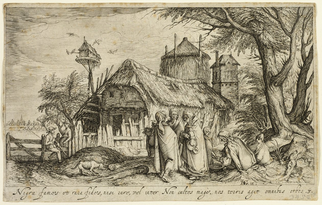 Landschaft mit Zigeunerinnen in der Nähe eines Bauernhauses von Andries Stock