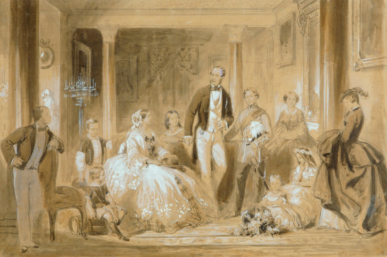 Königliche Familie im Speisesaal von Osborne House von Ange Louis (1815 72) Janet