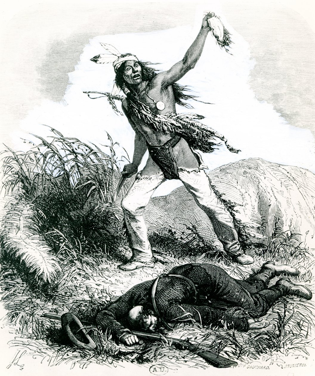 Indianer skalpieren den toten Feind, 1867 von Ange Louis 1815 72 after Janet