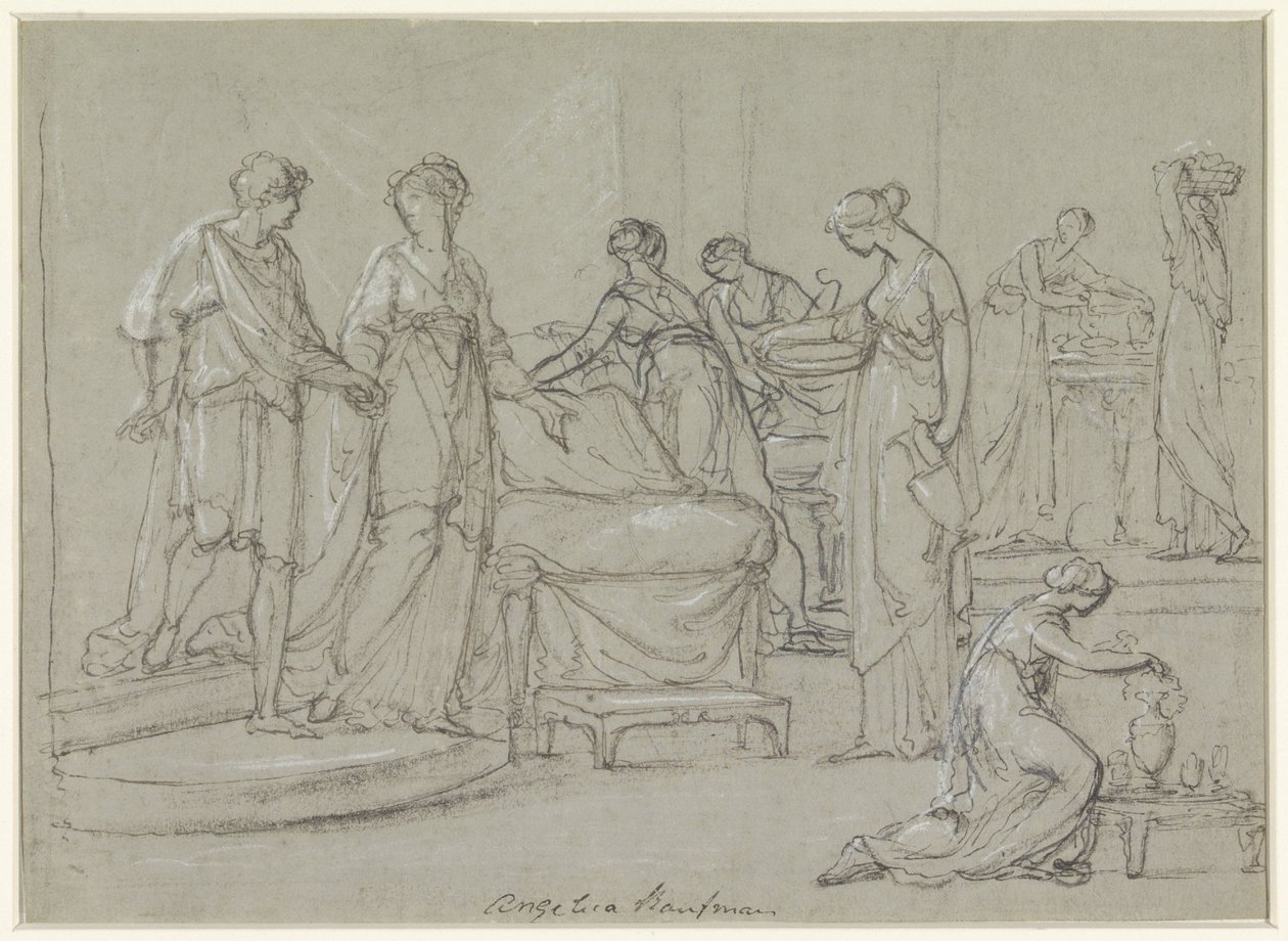 Braut und Bräutigam betreten ein Brautgemach von Angelica Kauffmann